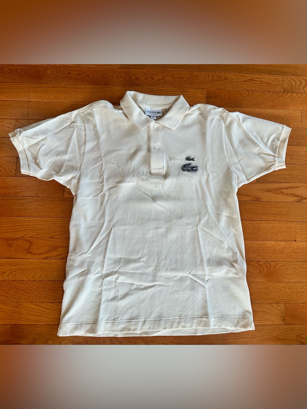 Lacoste Men’s Off-White Polo with Dual Croc Patch